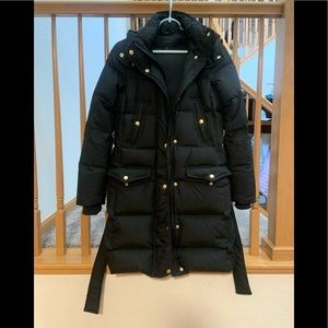J Crew Wintress Belted Down Puffer Coat XS, Black